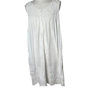 Cottagecore Prairie Nightgown White Cotton Lace Pintuck Sleeveless Thea M